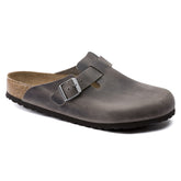 Boston Oiled Leather Soft Footbed Clog in Iron