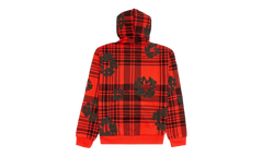 The Cotton Wreath Logo Zip Up Hooded Sweatshirt "Plaid - Red / Black" DT297