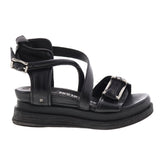 Levy A15024-201 Womens Black Leather Platform Sandals Shoes
