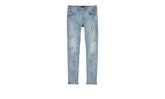 LIGHT INDIGO EMBROIDERY PUNCH P PLAID "Blue" P001 LEPP223