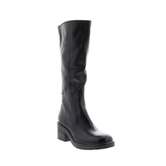 Lynton A95305-101 Womens Black Leather Zipper Knee High Boots