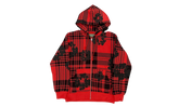 The Cotton Wreath Logo Zip Up Hooded Sweatshirt "Plaid - Red / Black" DT297