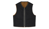 Reversible Pinstripe Shearling Vest "Black" DT456