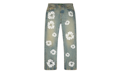 Straight Cotton Wreath Denim Pant Dirty Wash "Blue" DT600