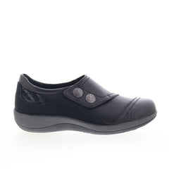 Aetrex Karina DM500 Womens Black Leather Strap Lifestyle Sneakers Shoes