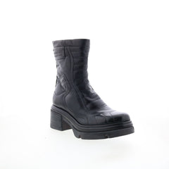 Ethel Womens Black Leather Zipper Casual Dress Boots