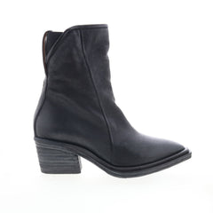 Imogene Womens Black Leather Slip On Ankle & Booties Boots