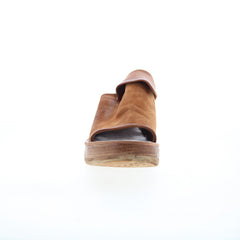 Niels Womens Brown Leather Slip On Wedges Sandals Shoes