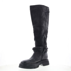 Vick Womens Black Leather Zipper Knee High Boots