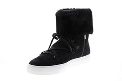 Aquatalia Valarie Suede Shearling Womens Black Suede Zip Laced Boots