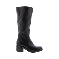 Lynton A95305-101 Womens Black Leather Zipper Knee High Boots
