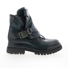 Drakie Womens Green Leather Zipper Casual Dress Boots