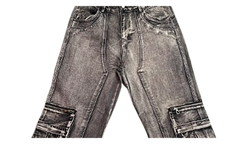 Double Knee Cargo Denim Pants "Black" VAL163