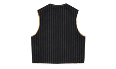 Reversible Pinstripe Shearling Vest "Black" DT456