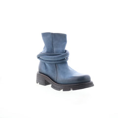 Linder Womens Blue Leather Zipper Casual Dress Boots