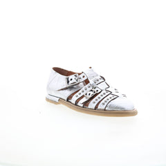 Thorpe Womens Silver Leather Hook & Loop Loafer Flats Shoes